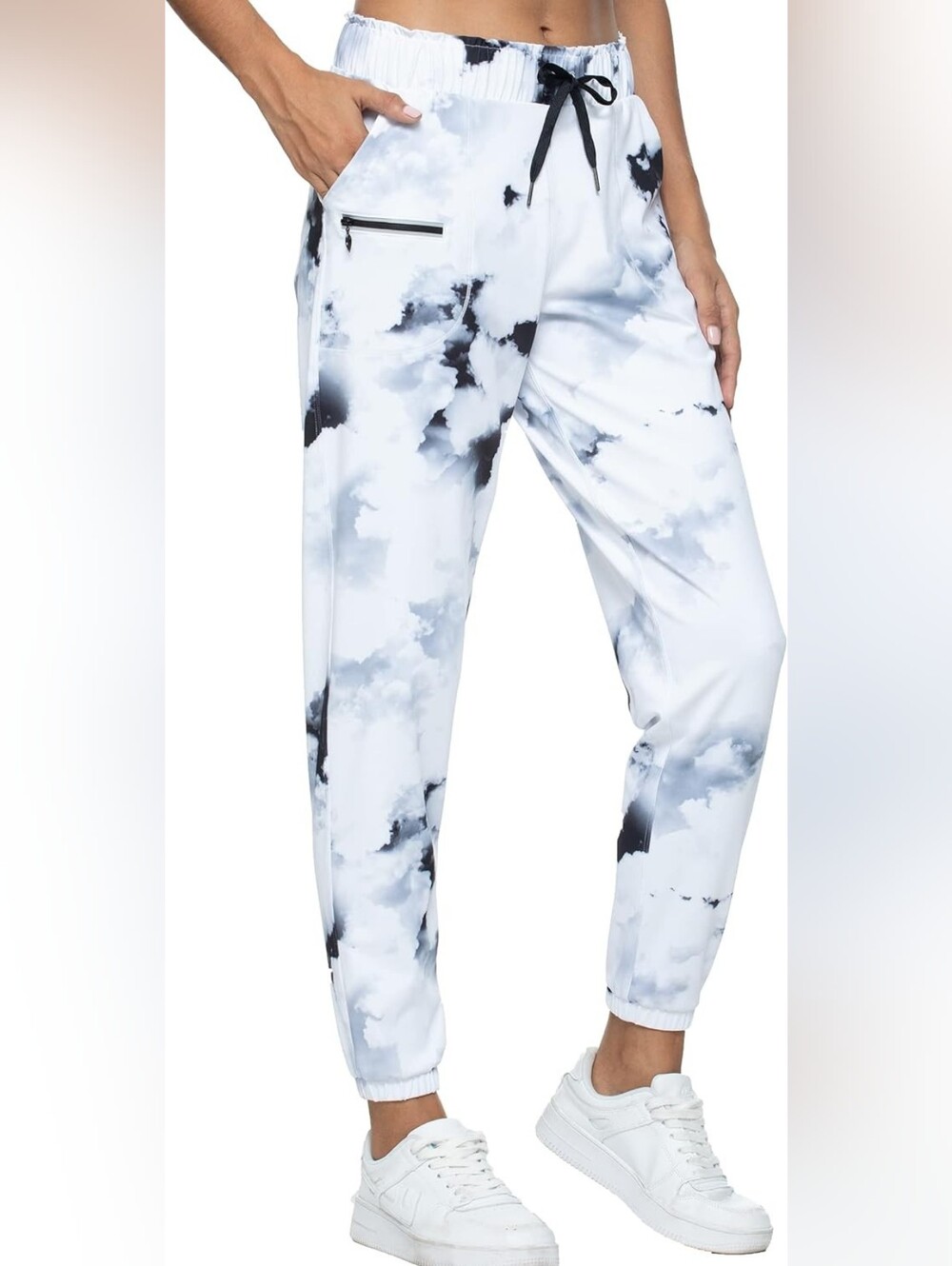 Women's Cloud-Print Jogger Pants - White/Black